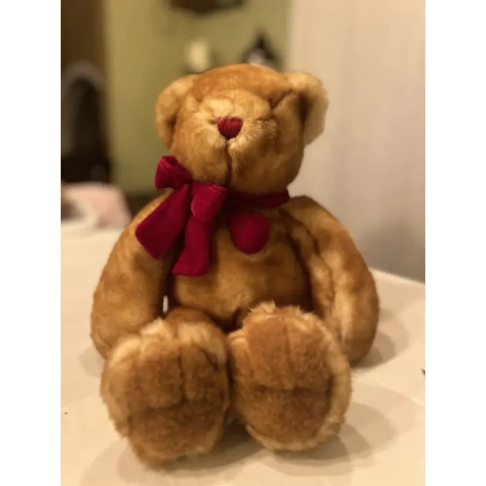 Brown Teddy Bear Plush Dan Dee Collectors Choice Red Bowtie Heart Love Valentine
